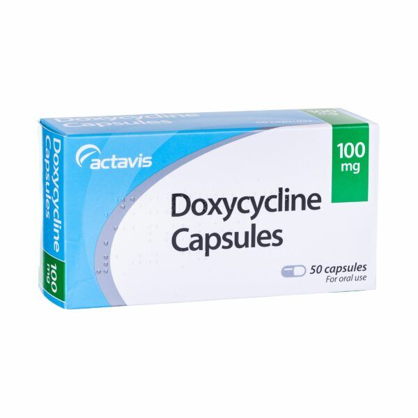 Doxycycline 100mg Capsules pack – prescription malaria prevention medicine for travellers