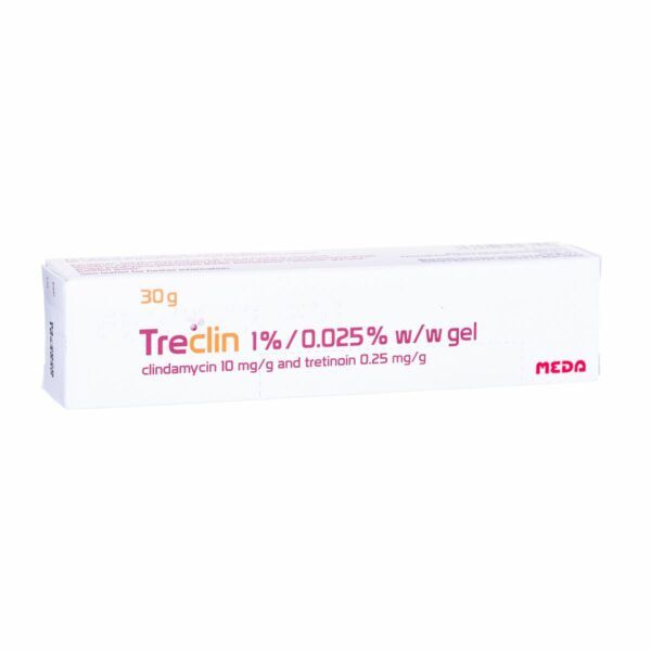 Treclin Gel 30g acne treatment with clindamycin and tretinoin – clears pimples, blackheads, and inflammation