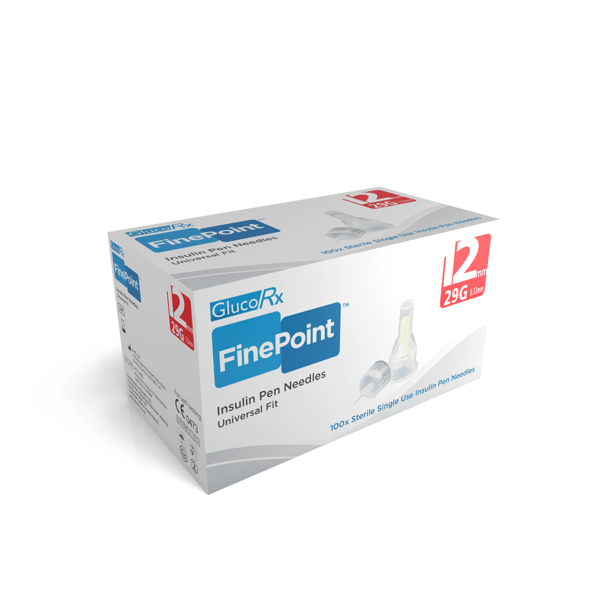 Buy GlucoRx FinePoint Pen Needles (29G 12MM) - 100 Pack Online