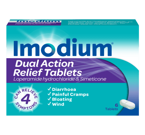 Imodium Dual Action Relief Tablets – 6 Tablets